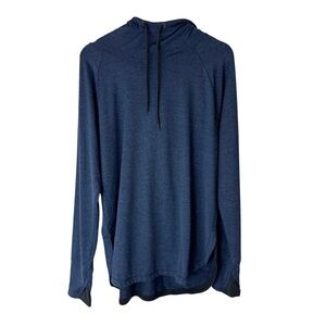 Tangerine Hoodie Cowl Neck Long Sleeve Workout Top Blue Size L Thumb Holes